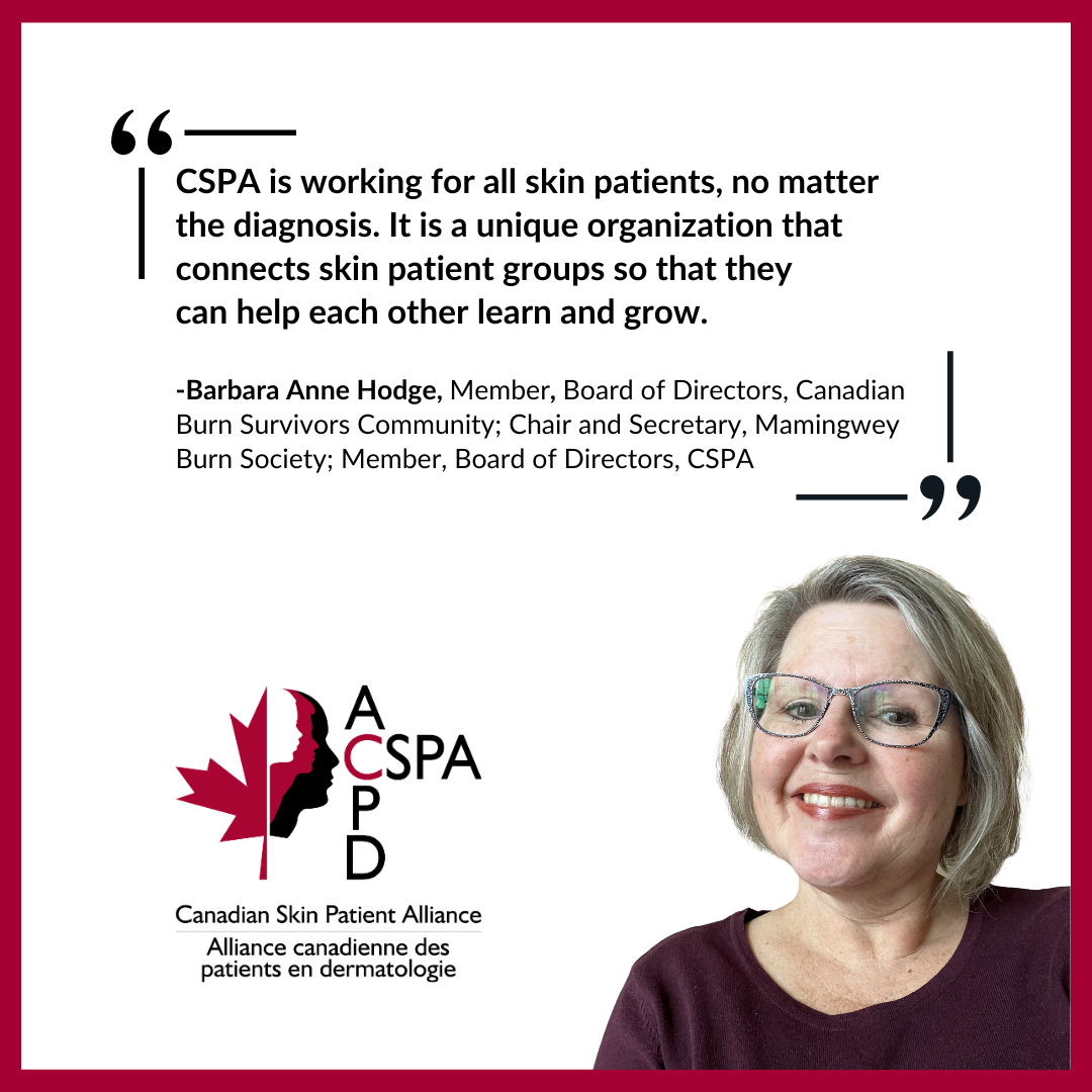 Giving Tuesday graphic with a photo and quote from Barbara-Anne Hodge, board member at CSPA